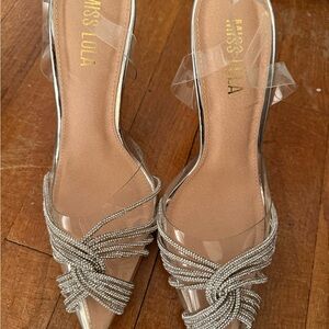 Miss Lola Anya women's crystal slingback court pointed toe pumps Size 7 1/2